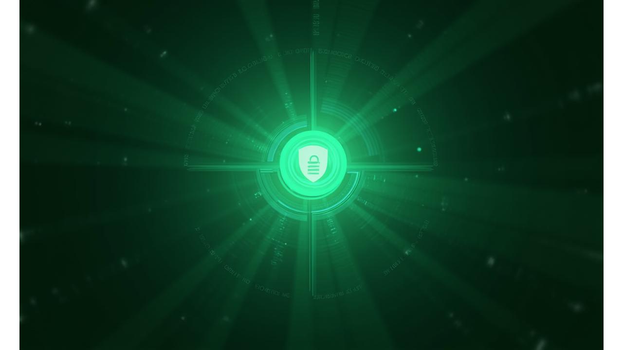 Abstract depiction of data security with interlocking digital shields, set against a soft, glowing background in Veridian Bloom colors.